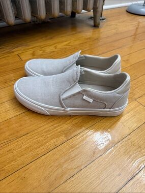 Vans Slip-On Sneakers in Light Taupe and White